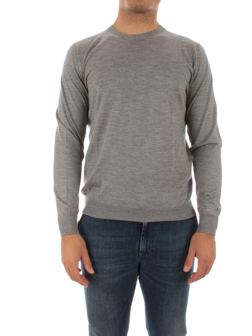 Fedeli ARGENTINA maglia in misto seta e cashmere grigio da uomo,5UI07119