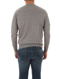 Fedeli ARGENTINA maglia in misto seta e cashmere grigio da uomo,5UI07119