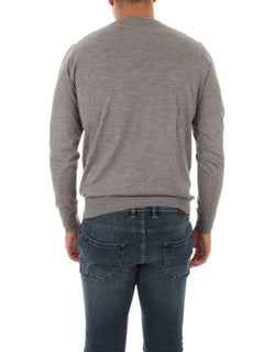 Fedeli ARGENTINA maglia in misto seta e cashmere grigio da uomo,5UI07119