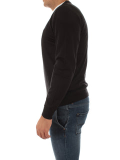 Fedeli pullover in misto seta e cashmere nero da uomo,5UI07135