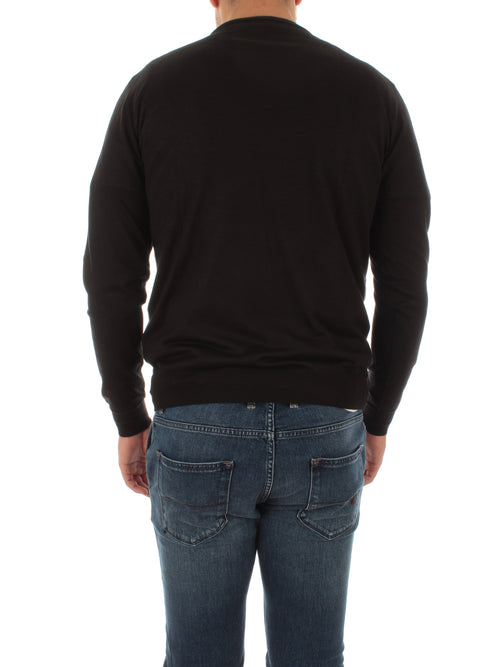 Fedeli pullover in misto seta e cashmere nero da uomo,5UI07135