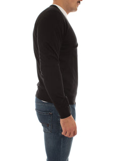 Fedeli pullover in misto seta e cashmere nero da uomo,5UI07135