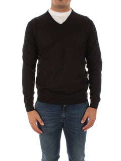 Fedeli pullover in misto seta e cashmere nero da uomo,5UI07135