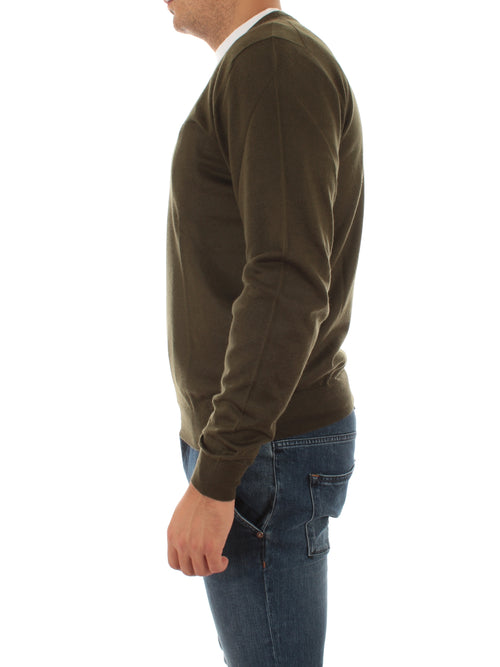 Fedeli pullover in misto seta e cashmere verde da uomo,5UI07135