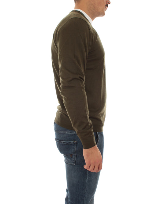 Fedeli pullover in misto seta e cashmere verde da uomo,5UI07135