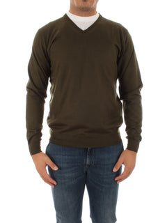 Fedeli pullover in misto seta e cashmere verde da uomo,5UI07135