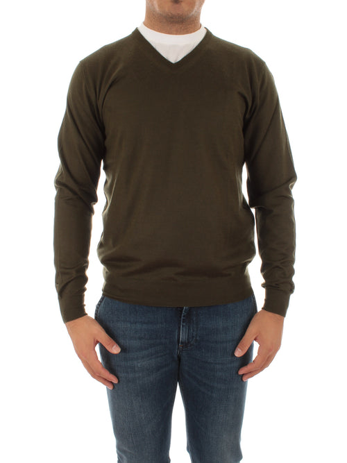 Fedeli pullover in misto seta e cashmere verde da uomo,5UI07135