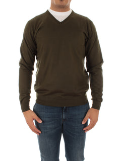 Fedeli pullover in misto seta e cashmere verde da uomo,5UI07135