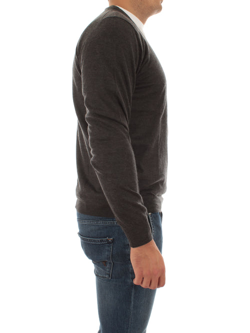 Fedeli pullover in misto seta e cashmere antracite da uomo,5UI07135