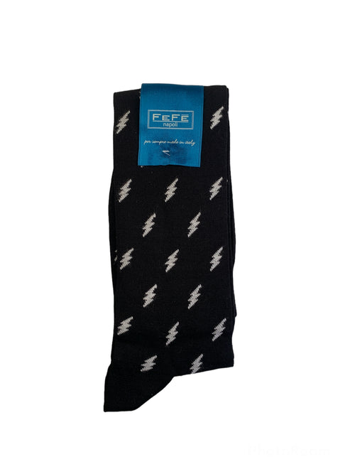FefÃ¨ calze da uomo fulmini nero,SOFULMINI00L