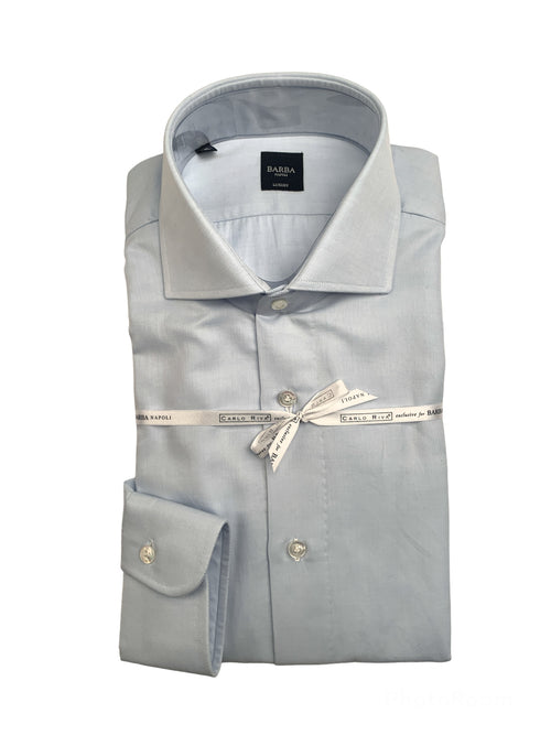 Barba camicia in cotone azzurro da uomo