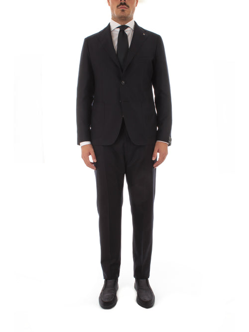 Tagliatore abito monopetto sfoderato da uomo blu