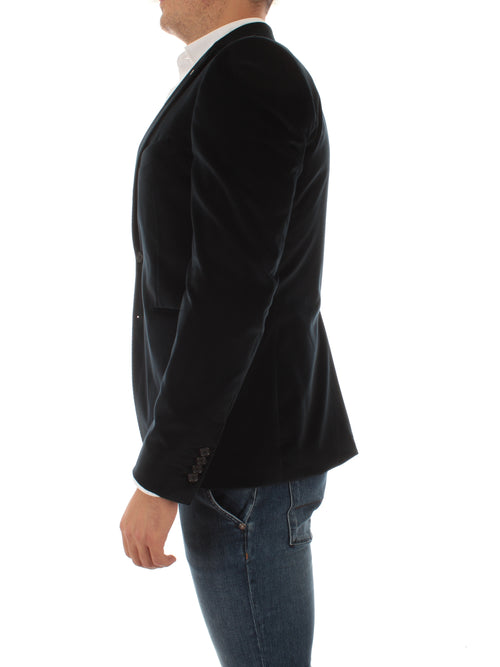 Tagliatore giacca in velluto blu da uomo,1FBR16A 800007