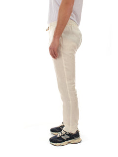 Berwich SPIAGGIA pantalone in lino da uomo white