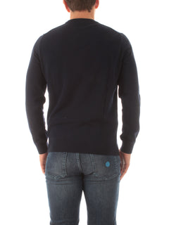 Lacoste pullover da uomo con collo rotondo in cotone organico blu navy