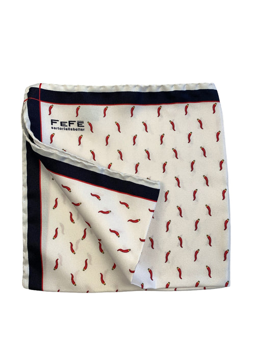 FefÃ¨ fazzoletto da taschino da uomo cornetto bianco rosso