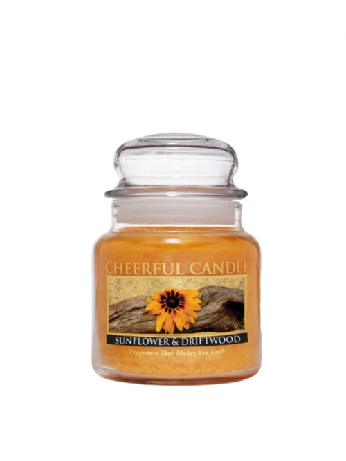 CHEERFUL CANDLE SUNFLOWER & DRIFTWOOD 16 OZ