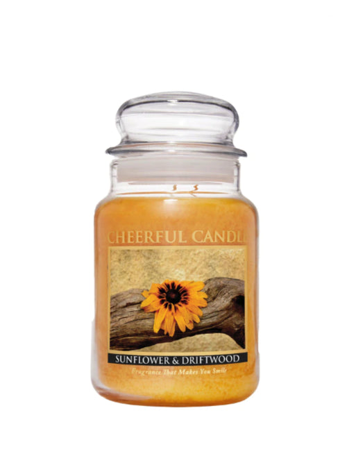 CHEERFUL CANDLE SUNFLOWER & DRIFTWOOD 24 OZ