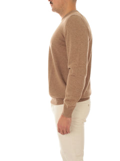 Fedeli maglia girocollo in puro cashmere da uomo dark natural