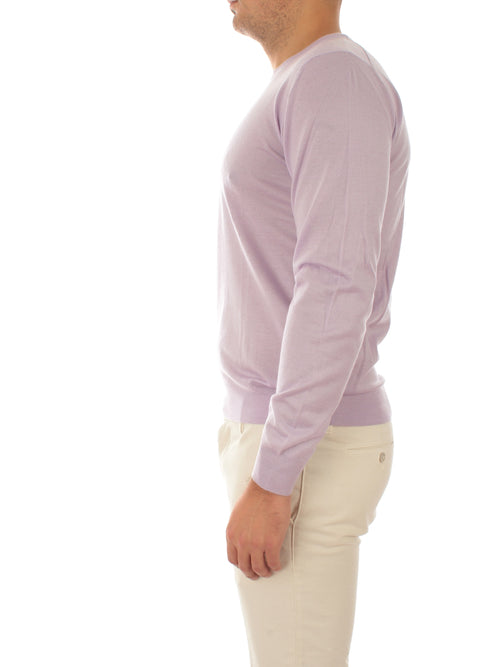 Fedeli maglia girocollo in misto cashmere e seta da uomo glicine