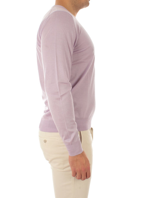 Fedeli maglia girocollo in misto cashmere e seta da uomo glicine