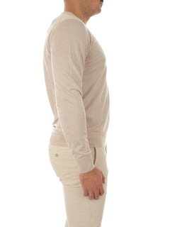 Fedeli maglia girocollo in misto cashmere e seta da uomo burro