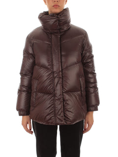 Woolrich Aliquippa Puffer Jacket piumino in nylon lucido da donna dark brown