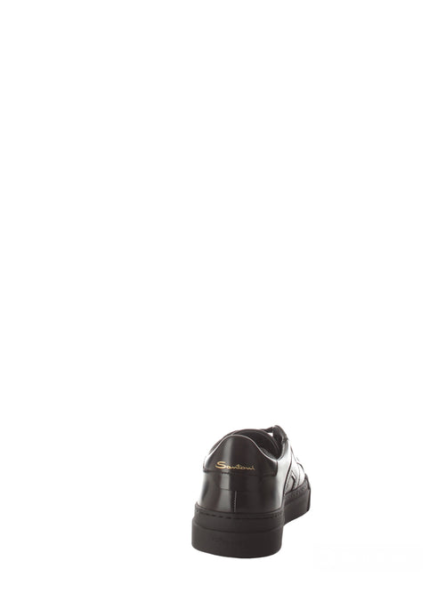 Santoni double buckle sneaker bassa da uomo in pelle nero