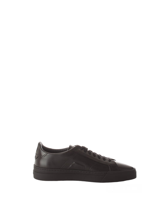 Santoni double buckle sneaker bassa da uomo in pelle nero