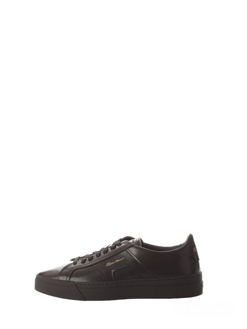 Santoni double buckle sneaker bassa da uomo in pelle nero
