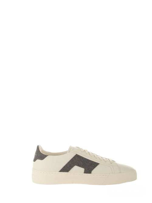 Santoni double buckle sneaker bassa da uomo in pelle bianco