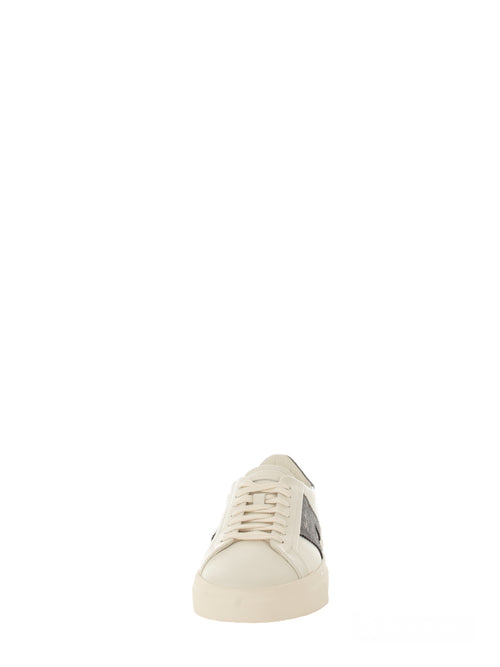 Santoni double buckle sneaker bassa da uomo in pelle bianco