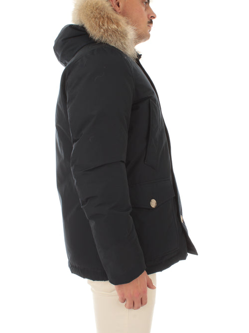 Woolrich Arctic Anorak in Ramar Cloth con pelliccia removibile da uomo melton blue