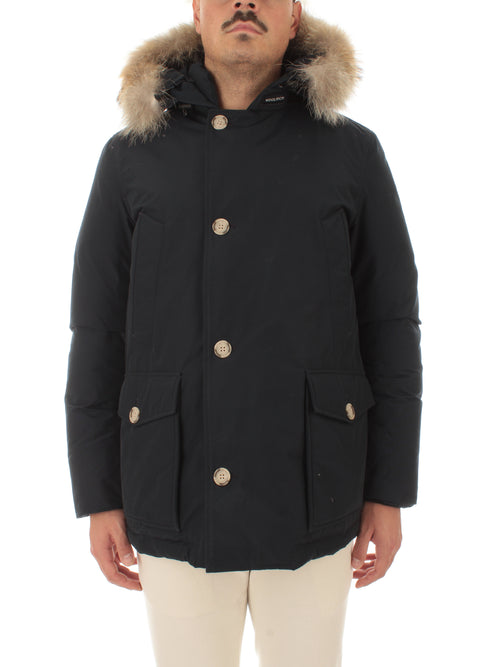 Woolrich Arctic Anorak in Ramar Cloth con pelliccia removibile da uomo melton blue