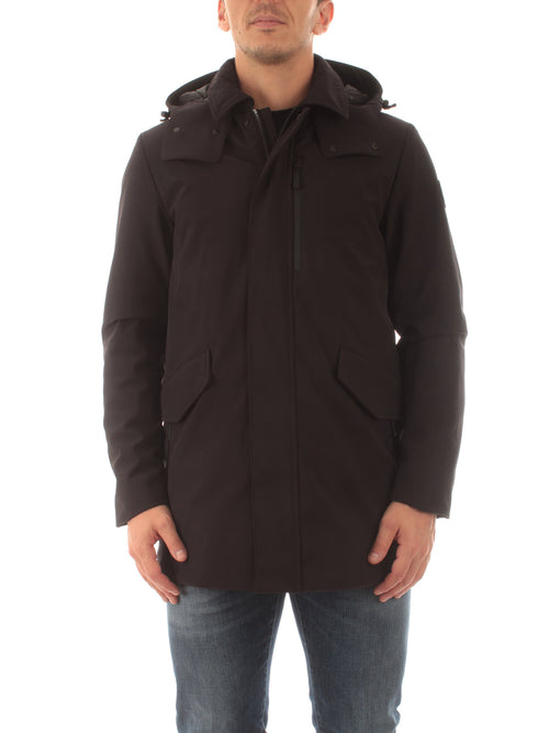 Woolrich Cappotto Barrow Mac in Tech Softshell da uomo black