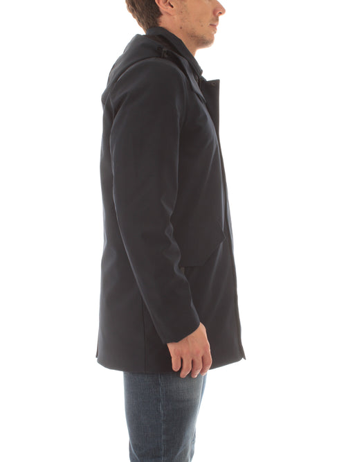 Woolrich Cappotto Barrow Mac in Tech Softshell da uomo melton blue