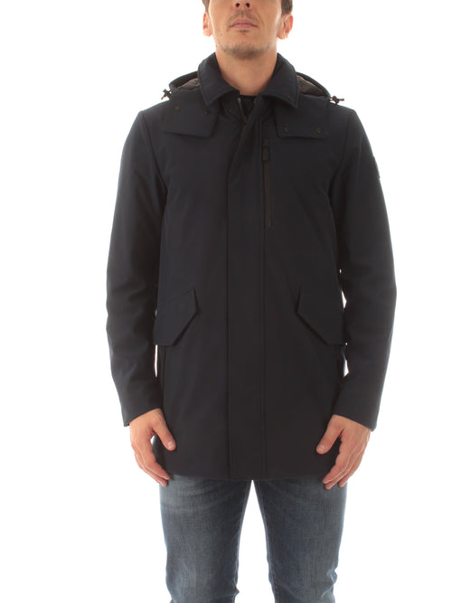 Woolrich Cappotto Barrow Mac in Tech Softshell da uomo melton blue