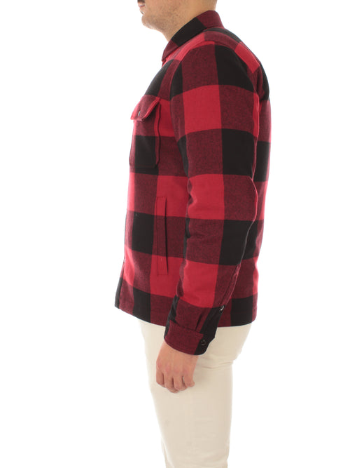 Woolrich Alaskan Wool Check Overshirt giacca camicia trapuntata da uomo red buffalo