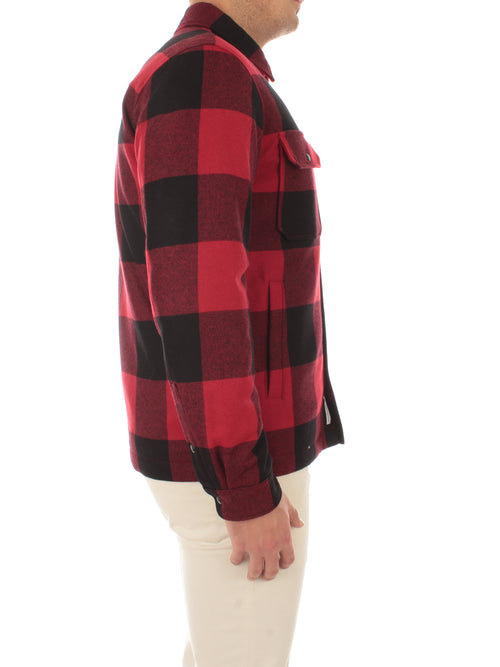 Woolrich Alaskan Wool Check Overshirt giacca camicia trapuntata da uomo red buffalo