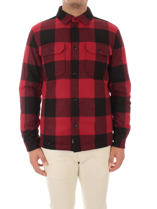 Woolrich Alaskan Wool Check Overshirt giacca camicia trapuntata da uomo red buffalo