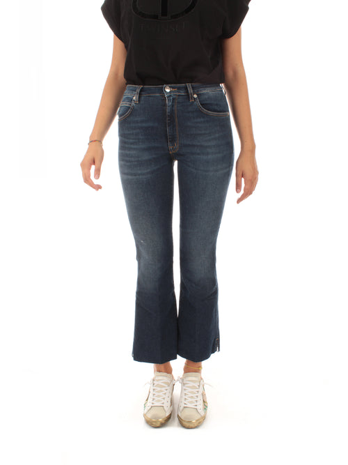 (+) People jeans Ingrid cropped flare da donna blu