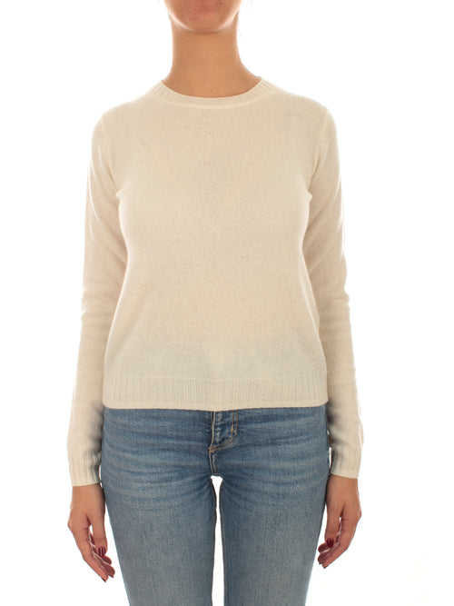 T by Cashmere maglia girocollo in puro cashmere da donna milk