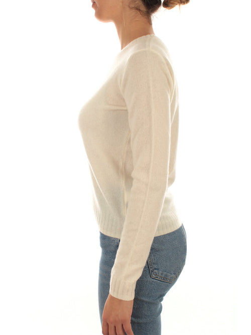 T by Cashmere maglia girocollo in puro cashmere da donna milk