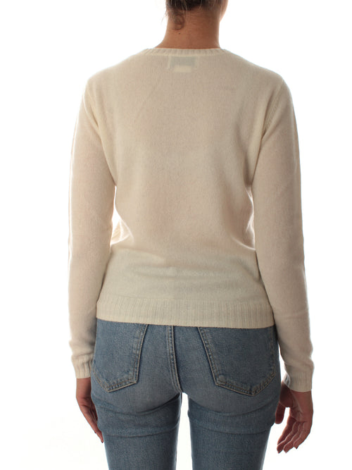 T by Cashmere maglia girocollo in puro cashmere da donna milk