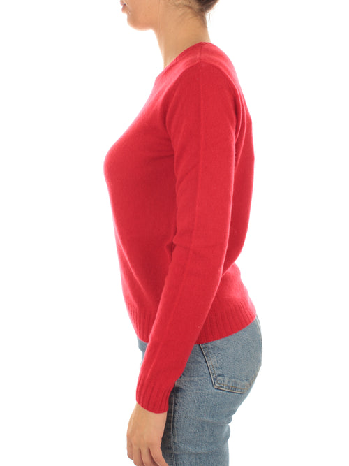 T by Cashmere maglia girocollo in puro cashmere da donna cherry