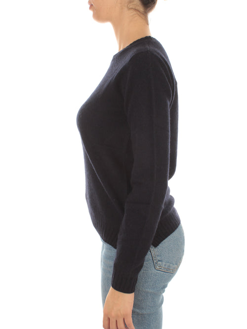 T by Cashmere maglia girocollo in puro cashmere da donna blue