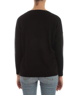 T by Cashmere maglia over con scollo a V in puro cashmere da donna black