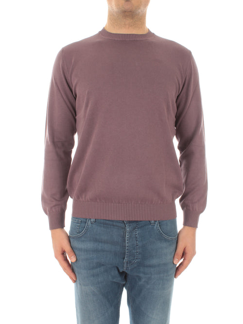 Fedeli maglia in cotone Giza light Frosted da uomo melanzana