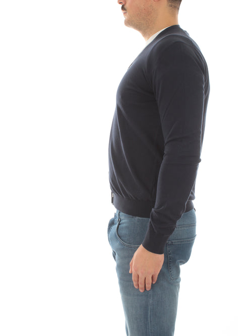 Fedeli cardigan in leggero cotone Giza da uomo blu navy