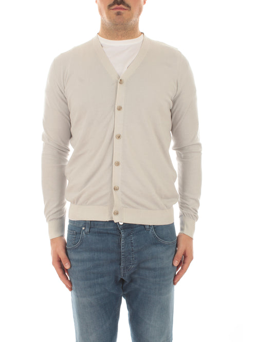 Fedeli cardigan in leggero cotone Giza da uomo grigio perla